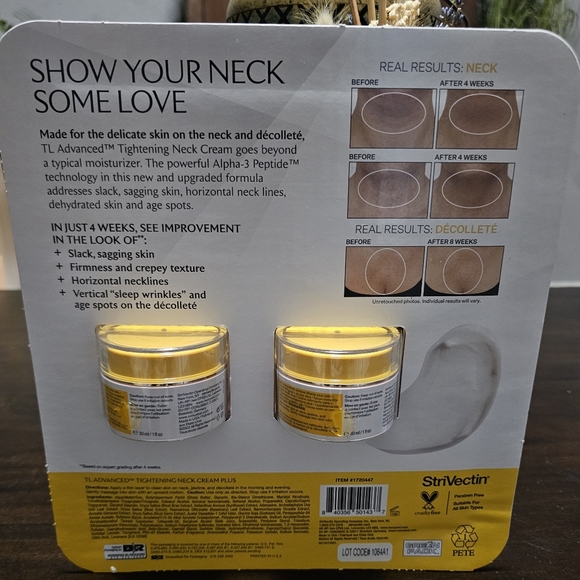 NIP StriVectin Tighten+Lift Advanced Neck Cream Plus. TWO 1 Ounce Jars - Picture 2 of 3